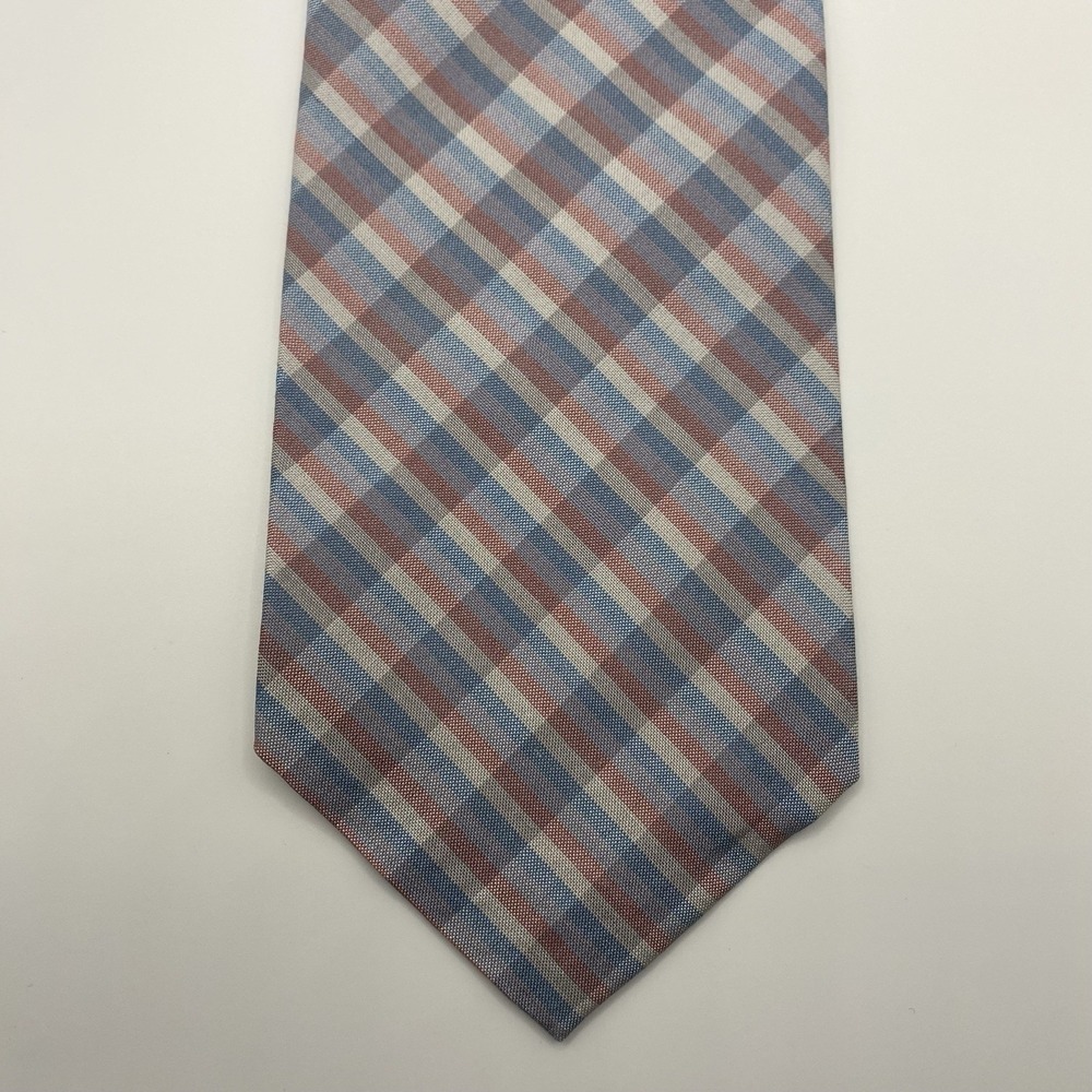 NEW Austin Reed Tie 56x3 Silk Red White Blue Plaid Striped